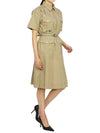 Belt Cotton Gabardine Midi Dress Beige - DIOR - BALAAN 7