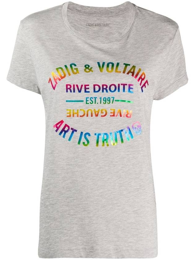 Zadig Voltaire Rainbow Logo Short Sleeve T Shirt SJTS1830F - ZADIG & VOLTAIRE - BALAAN 1