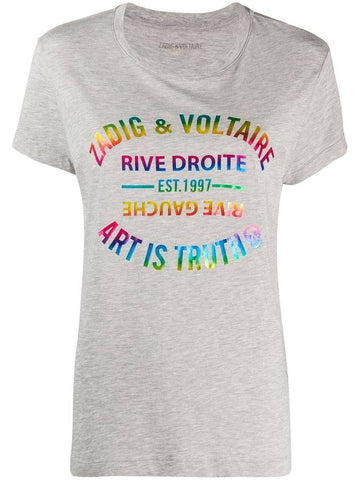 Zadig Voltaire Rainbow Logo Short Sleeve T Shirt SJTS1830F - ZADIG & VOLTAIRE - BALAAN 1