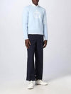 Men's Anchor Jacquard 4-Bar Crew Neck Knit Top Light Blue - THOM BROWNE - BALAAN 7