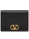 Compact V Logo Signature Calfskin Half Wallet Black - VALENTINO - BALAAN 2