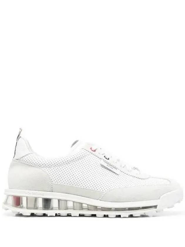 Women Vitello Calf Tech Runner Clear Sole Low Top Sneakers White - THOM BROWNE - BALAAN 3