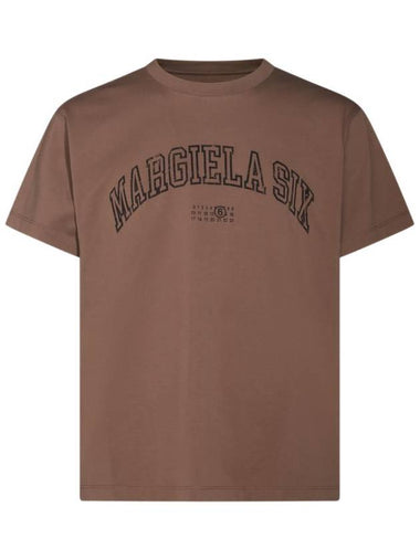 Logo Crew Neck Short Sleeve T-Shirt Brown - MAISON MARGIELA - BALAAN 1