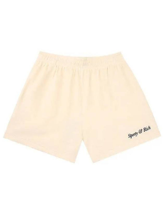 Italic Logo Embroidered Shorts Pants Cream SH911CR 1060432 - SPORTY & RICH - BALAAN 1