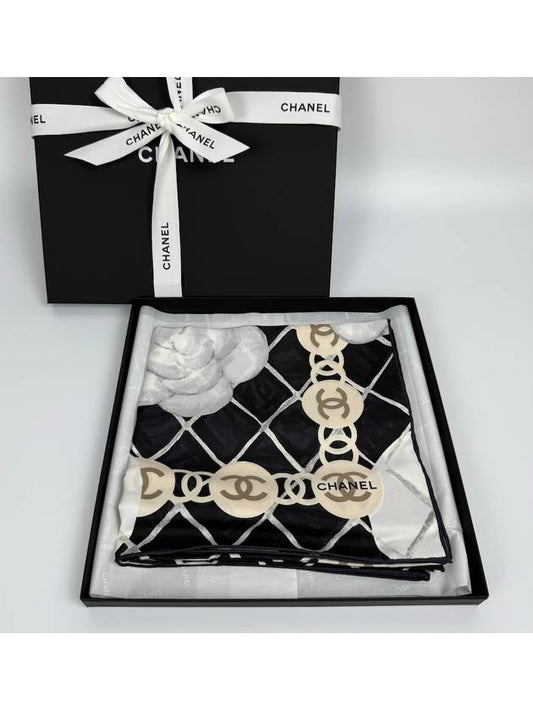 Camellia Silk Scarf Black A39577 - CHANEL - BALAAN 2