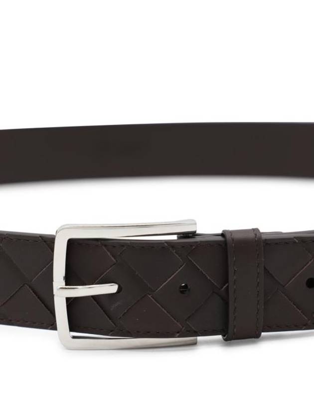 Intrecciato Leather Belt Dark Brown - BOTTEGA VENETA - BALAAN 4