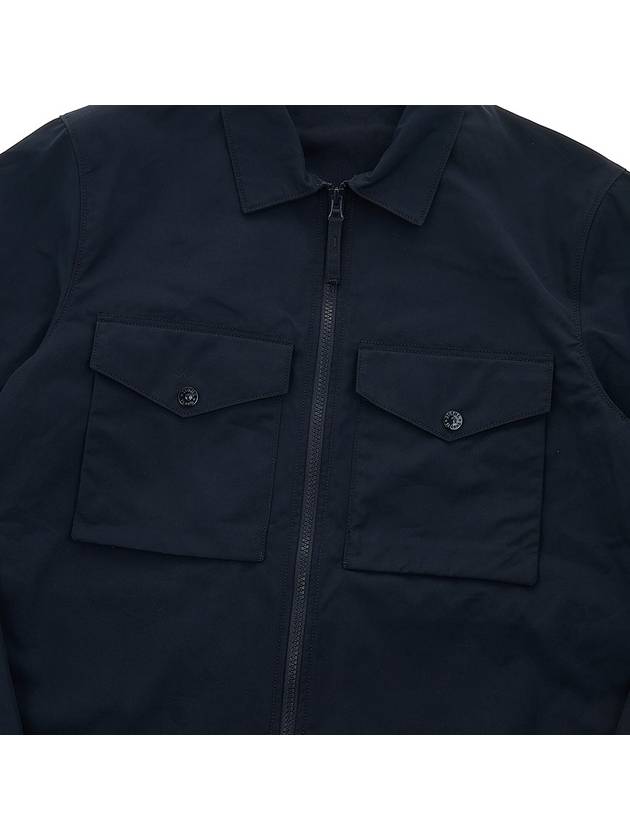 Compass Patch Cotton Overshirt Jacket Navy - STONE ISLAND - BALAAN.