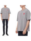 Heart Logo Cotton Jersey Short Sleeve T-Shirt Grey - AMI - BALAAN 3