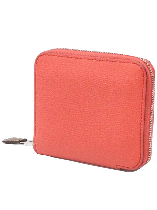 Women s Hermes Coral Absong Leather Ajab Silk in Change Perth Coin Purse Engraved A gt Money clip Gangbuk used luxury goods - HERMES - BALAAN 4