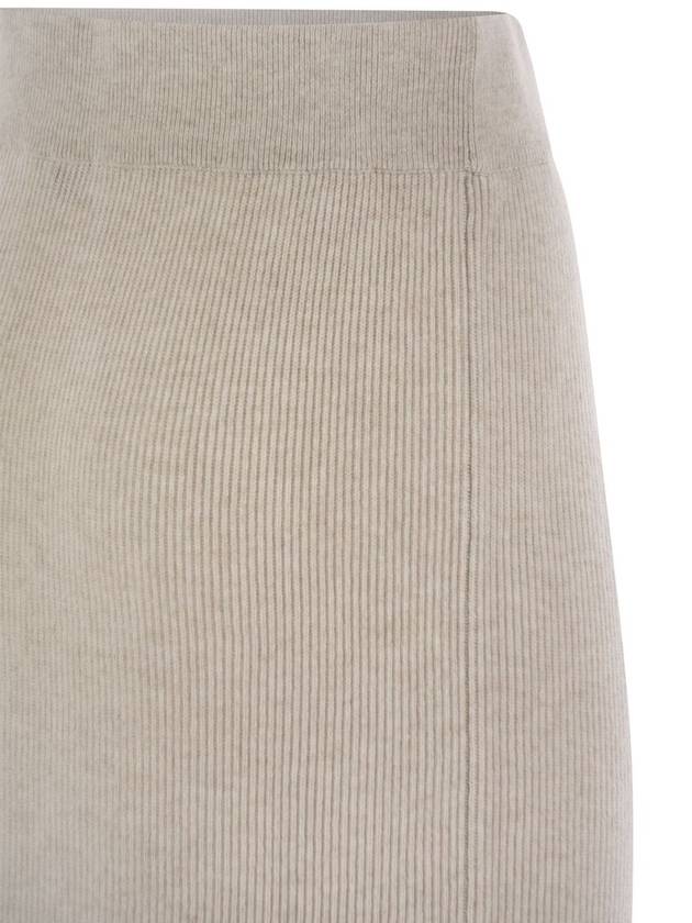 Cashmere and silk ribbed skirt - BRUNELLO CUCINELLI - BALAAN 4