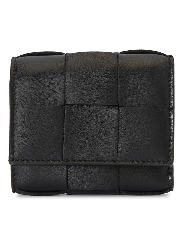 Intrecciato Tri-Fold Zipper Half Wallet Black - BOTTEGA VENETA - BALAAN 1