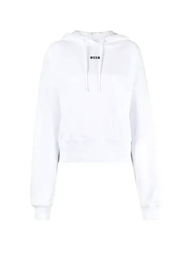 Micro Logo Print Cotton Hoodie White - MSGM - BALAAN 2