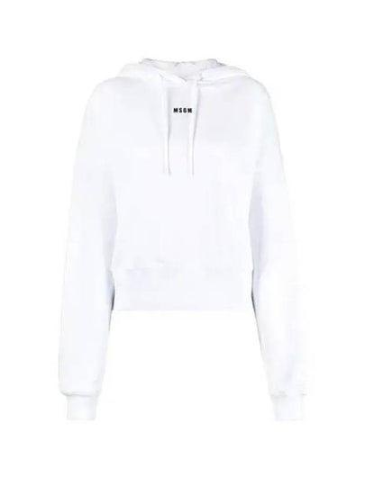 Micro Logo Print Cotton Hoodie White - MSGM - BALAAN 2