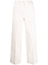 Women's Roll Cuff Crop Cotton Straight Pants Beige - MONCLER - BALAAN 1