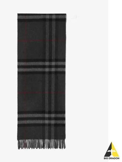 Check Cashmere Scarf Charcoal - BURBERRY - BALAAN 2