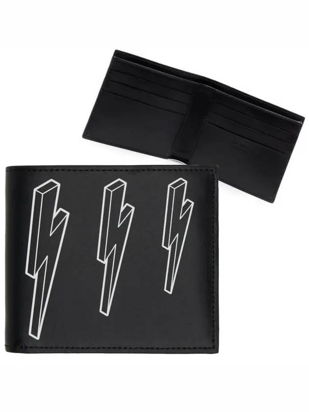 Men's Lightning Bolt Half Wallet Black - NEIL BARRETT - BALAAN 7