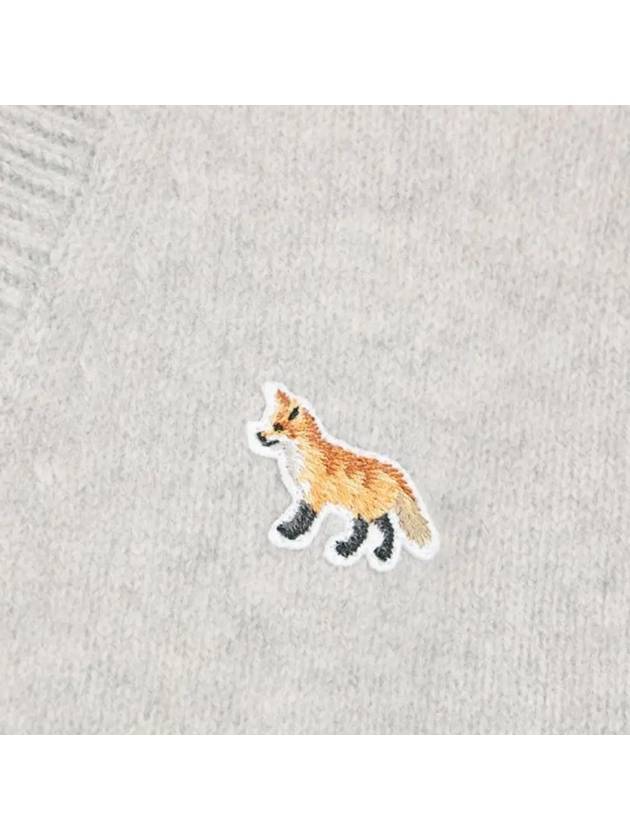 Baby Fox Patch V-neck Cardigan Light Grey - MAISON KITSUNE - BALAAN 5