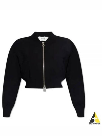 Band Collar Crop Bomber Jacket Black - AMI - BALAAN 2