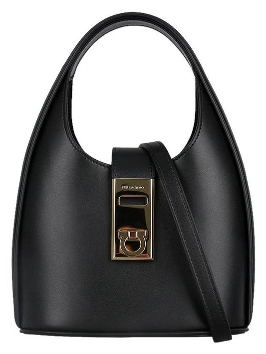 Women's Gancini Buckle Mini Hobo Shoulder Bag Black - SALVATORE FERRAGAMO - BALAAN 2