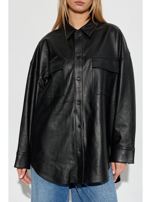 Michael Michael Kors Leather Shirt, Women's, Black - MICHAEL KORS - BALAAN 3