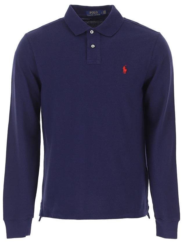 logo embroidery long sleeve PK shirt blue - POLO RALPH LAUREN - BALAAN.