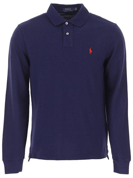 logo embroidery long sleeve PK shirt blue - POLO RALPH LAUREN - BALAAN.