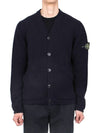 Wappen V Neck Cotton Knit Cardigan Navy - STONE ISLAND - BALAAN 3