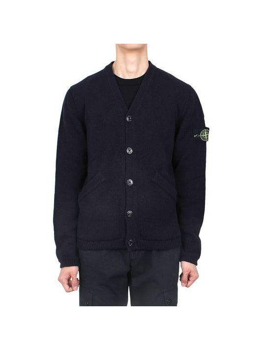 Wappen V Neck Cotton Knit Cardigan Navy - STONE ISLAND - BALAAN 2