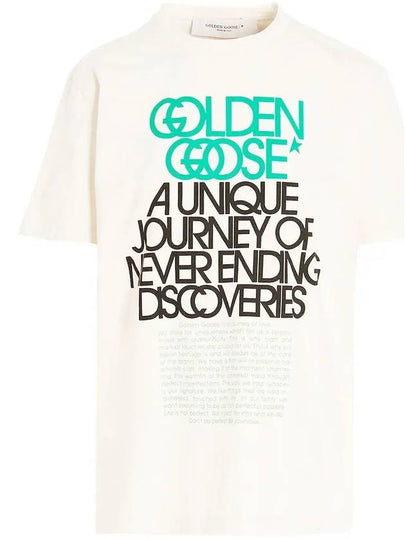 Contrasting Lettering Short Sleeve T-Shirt Ivory - GOLDEN GOOSE - BALAAN 2