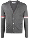 Stripe Armband Merino Wool Cardigan Grey - THOM BROWNE - BALAAN 1