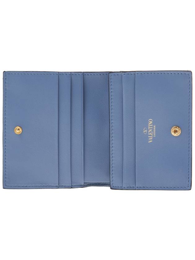 Roman Stud Small Nappa Leather Half Wallet Blue - VALENTINO - BALAAN 11