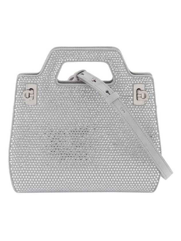 Salvatore Wanda Crystal Mini Tote Bag Pearl - SALVATORE FERRAGAMO - BALAAN 1