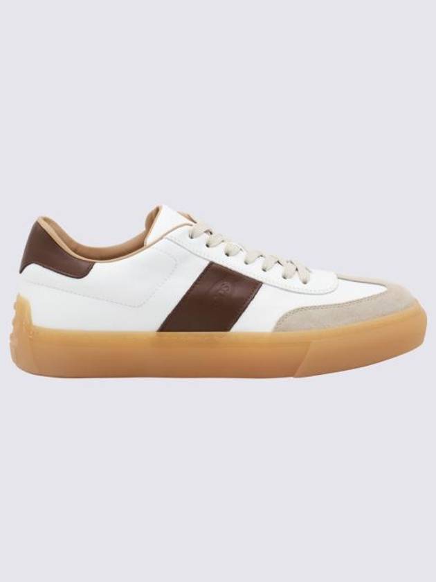 Calfskin Leather Low Top Sneakers White Brown - TOD'S - BALAAN 2