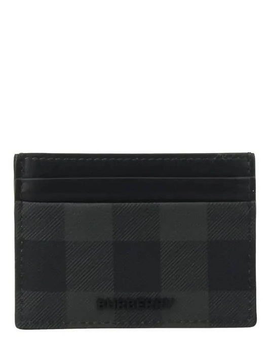 Check Leather Card Case Charcoal - BURBERRY - BALAAN 2