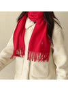 Women Men Multipony Logo Embroidery Wool Muffler Shawl Scarf Red PC1047 621 - POLO RALPH LAUREN - BALAAN 3