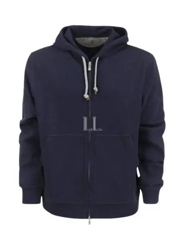 Tech Cotton Zip-Up Hoodie Navy - BRUNELLO CUCINELLI - BALAAN 2