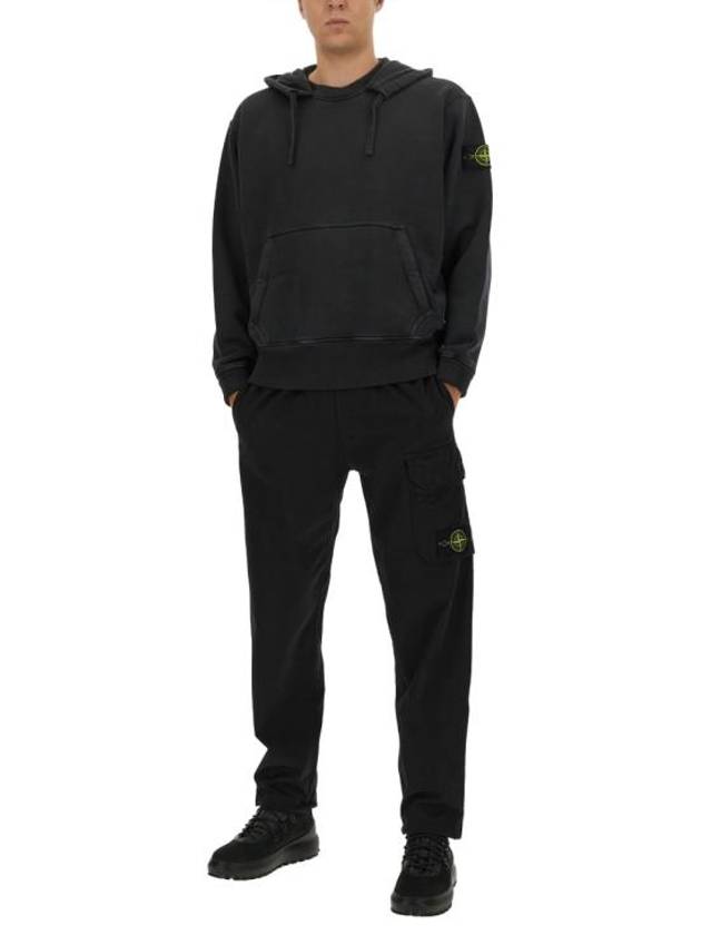 Logo Patch Cargo Track Pants Black - STONE ISLAND - BALAAN 3