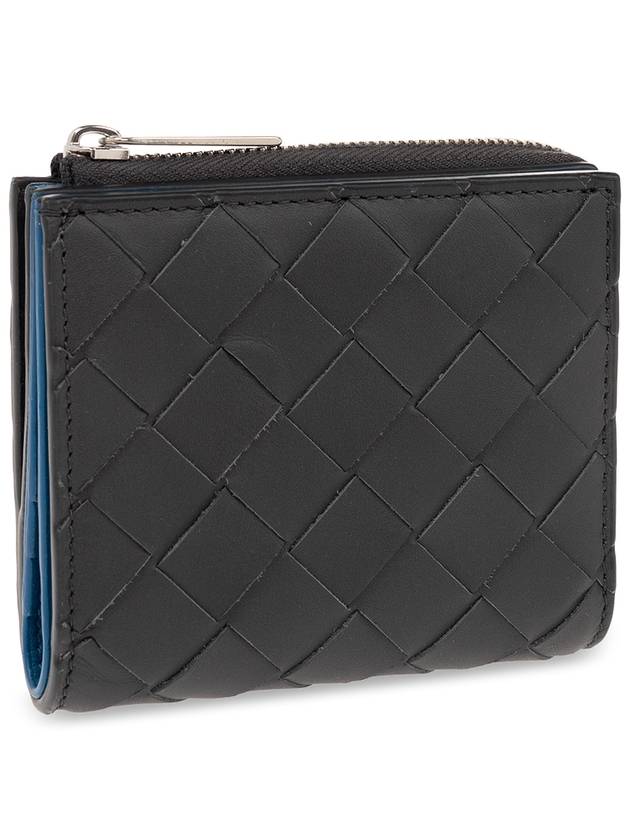 Intrecciato Bifold Calfskin Half Wallet Blue Black - BOTTEGA VENETA - BALAAN 5