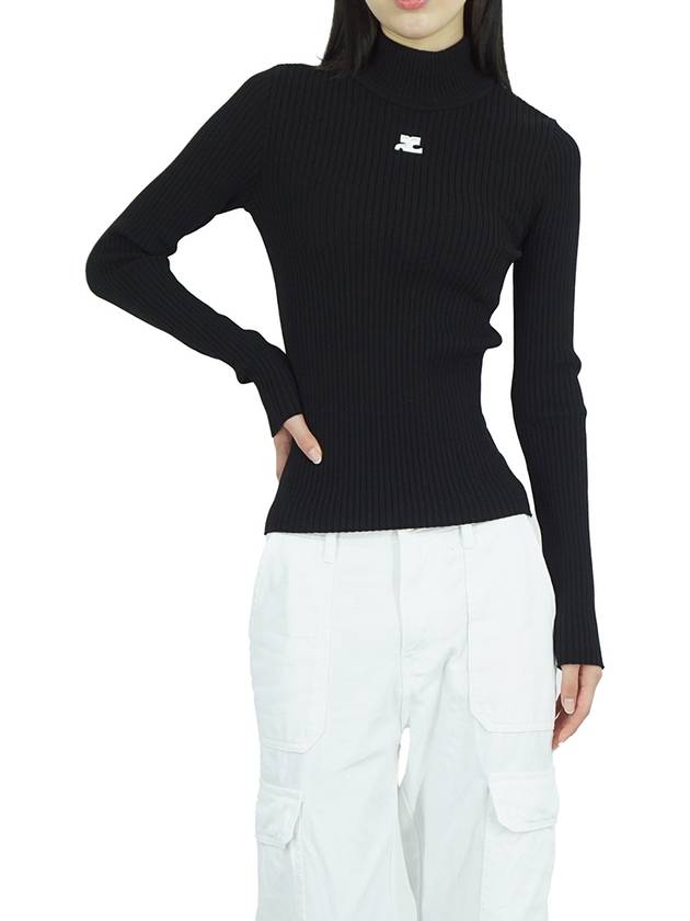 Mockneck Rib Knit Top Black - COURREGES - BALAAN 4