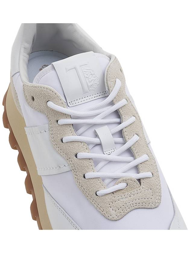 Paneled Lace-up Suede Leather Low Top Sneakers White - TOD'S - BALAAN 9