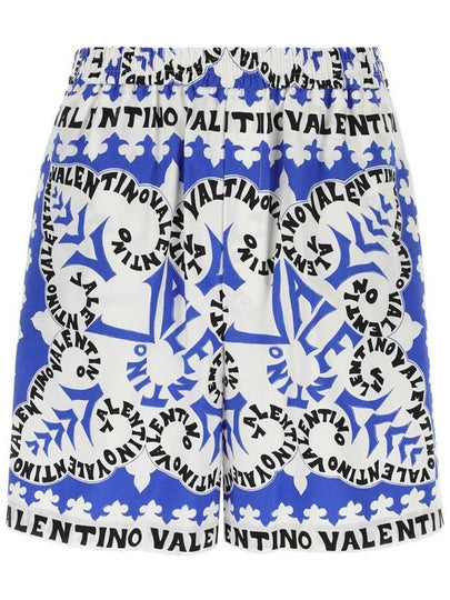 mini bandana print cotton bermuda shorts blue - VALENTINO - BALAAN 2