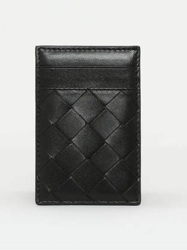 Intrecciato Magnet Leather Card Wallet Black - BOTTEGA VENETA - BALAAN 2