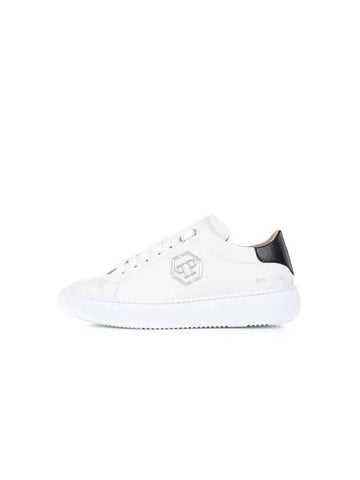 Men's Crocodile Heel Tab Low Top Sneakers White 271725 - PHILIPP PLEIN - BALAAN 1