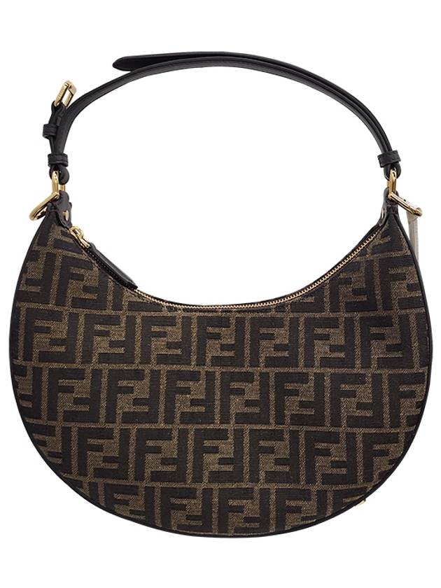 Fendigraphy FF Logo Small Fabric Hobo Shoulder Bag Brown - FENDI - BALAAN 4