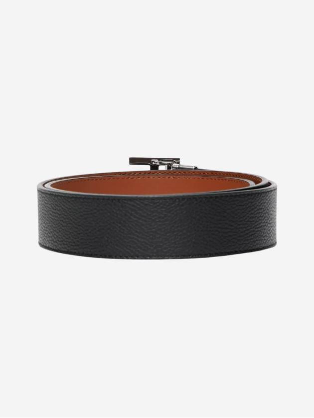 Reversible Monogram Leather Belt Black - BURBERRY - BALAAN 4