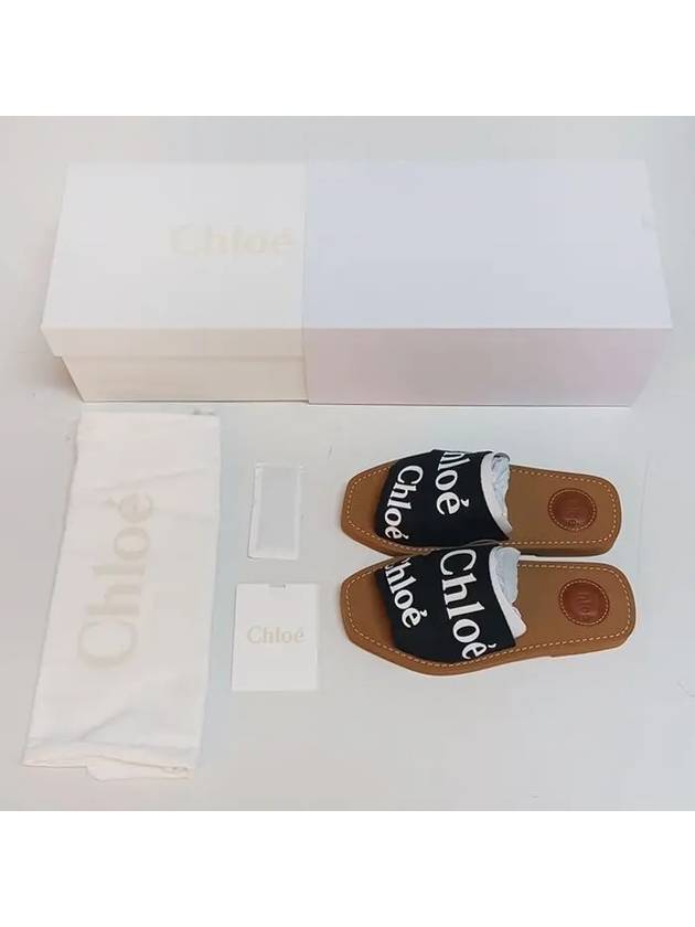 Woody Logo Flat Mule Slippers Black - CHLOE - BALAAN 8