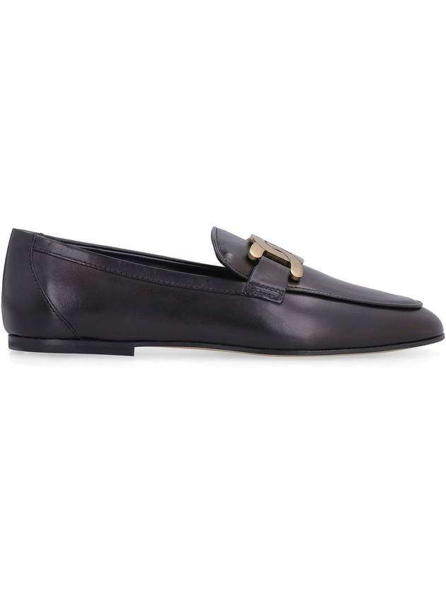 Kate Metal Logo Leather Loafers Black - TOD'S - BALAAN 3