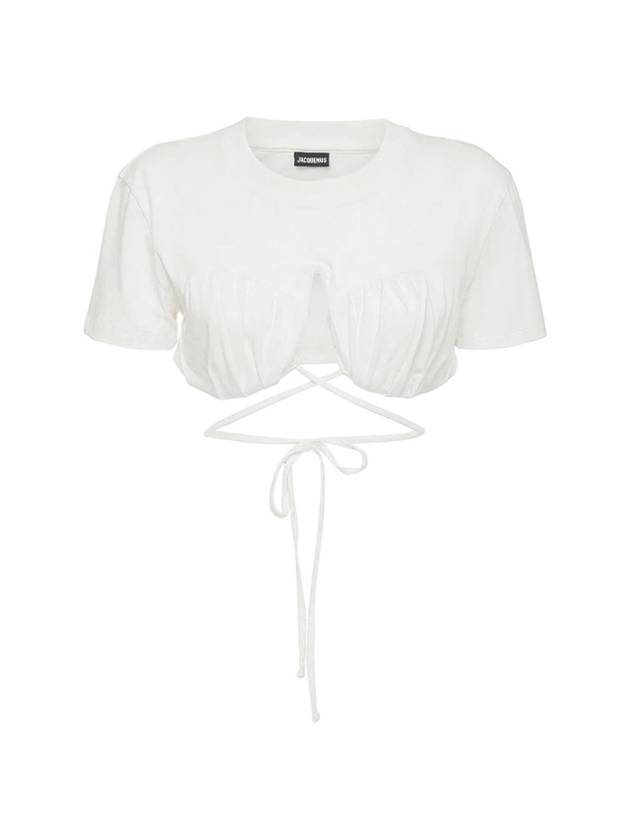 Le Baci Gathered Bra Short Sleeve T-Shirt White - JACQUEMUS - BALAAN 1