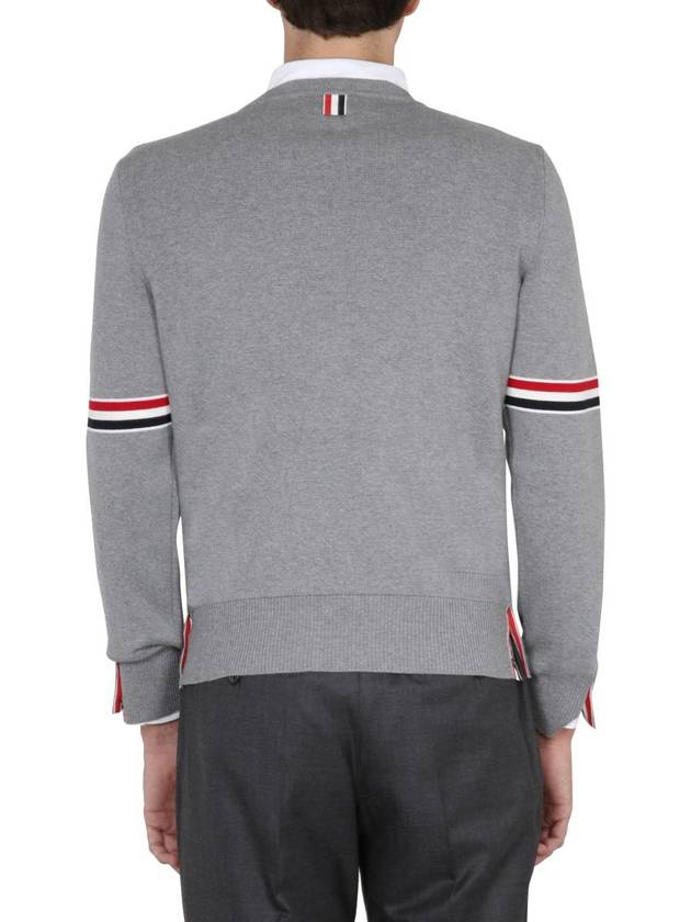 Men's Milan Stitch Armband Crew Neck Knit Top Light Grey - THOM BROWNE - BALAAN 4