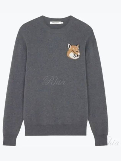 Mini Foxhead Comfort Knit Top Dark Grey Melange - MAISON KITSUNE - BALAAN 2